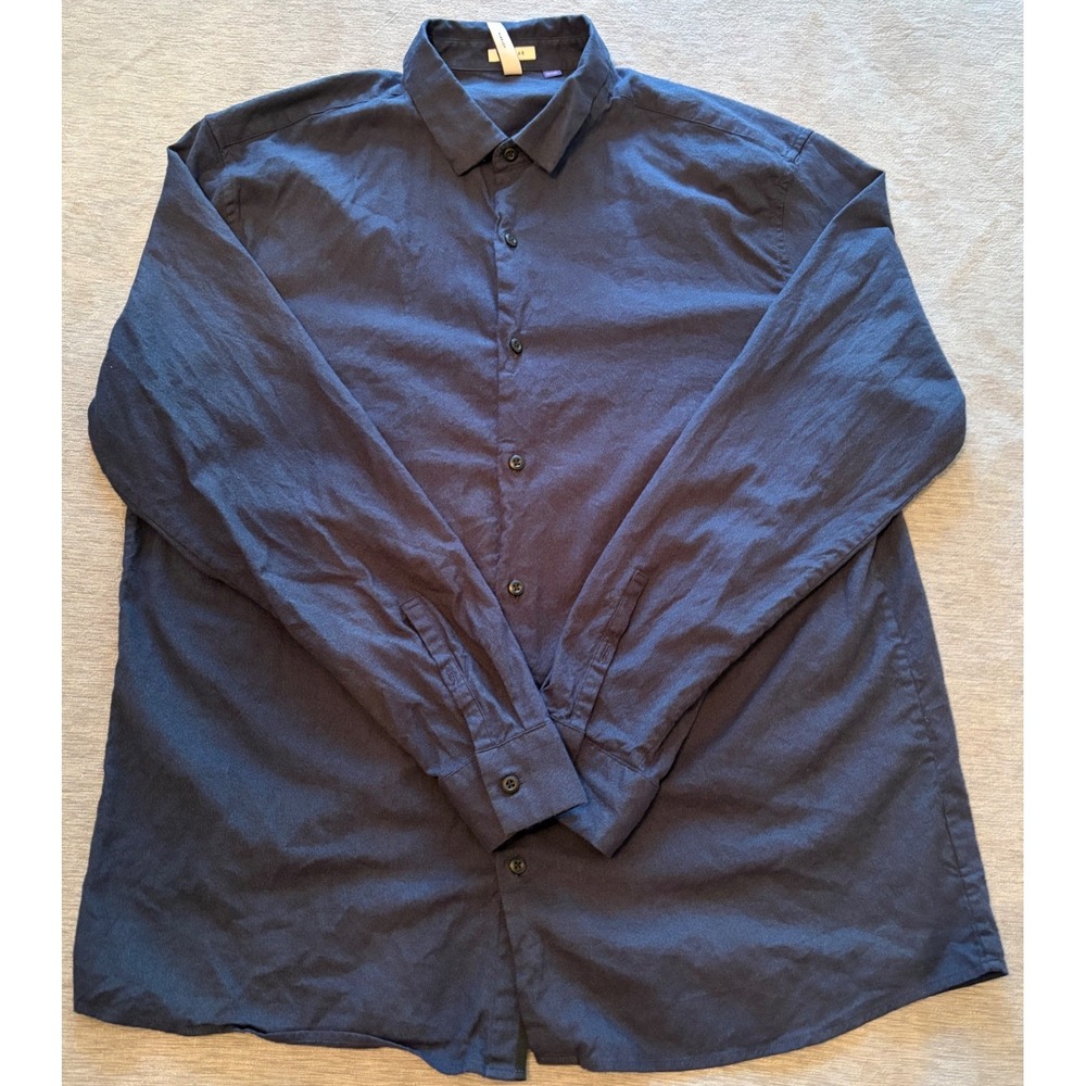 Artefact Mens Regular Fit Stretch Long Sleeve Button Down Shirt Navy Blue XL - Picture 1 of 8
